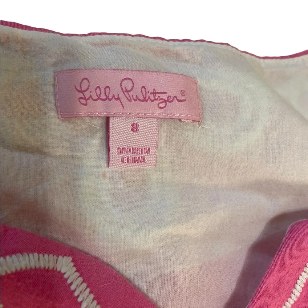 Lilly Pultizer Pink and White Sleeveless Dress. Size: 8 - Picture 7 of 9